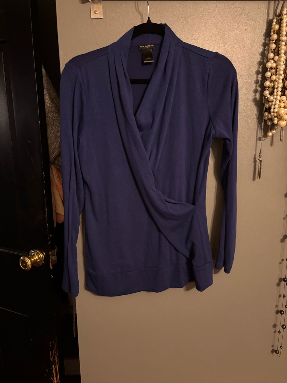 Ann Taylor Wrap-Front Long Sleeve Top - Royal Blue
